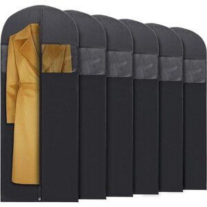 60” Black Garment Bags for Hanging Clothes, Men Suit Bag for Travel and Clothing